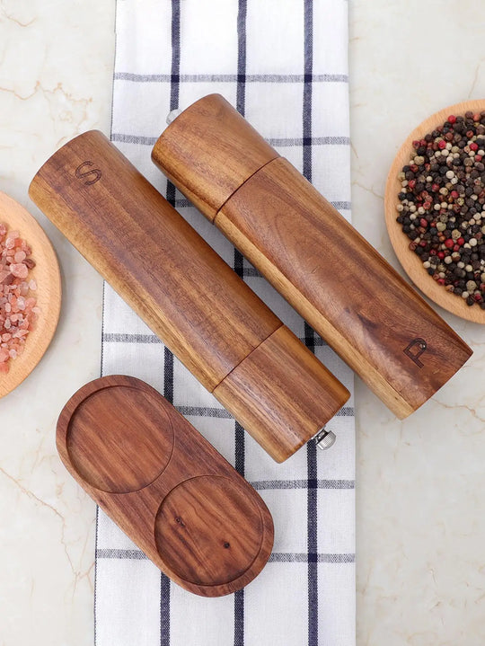 KitchenLuxe | Mühlen-Set – Elegantes Holz-Set mit Tablett