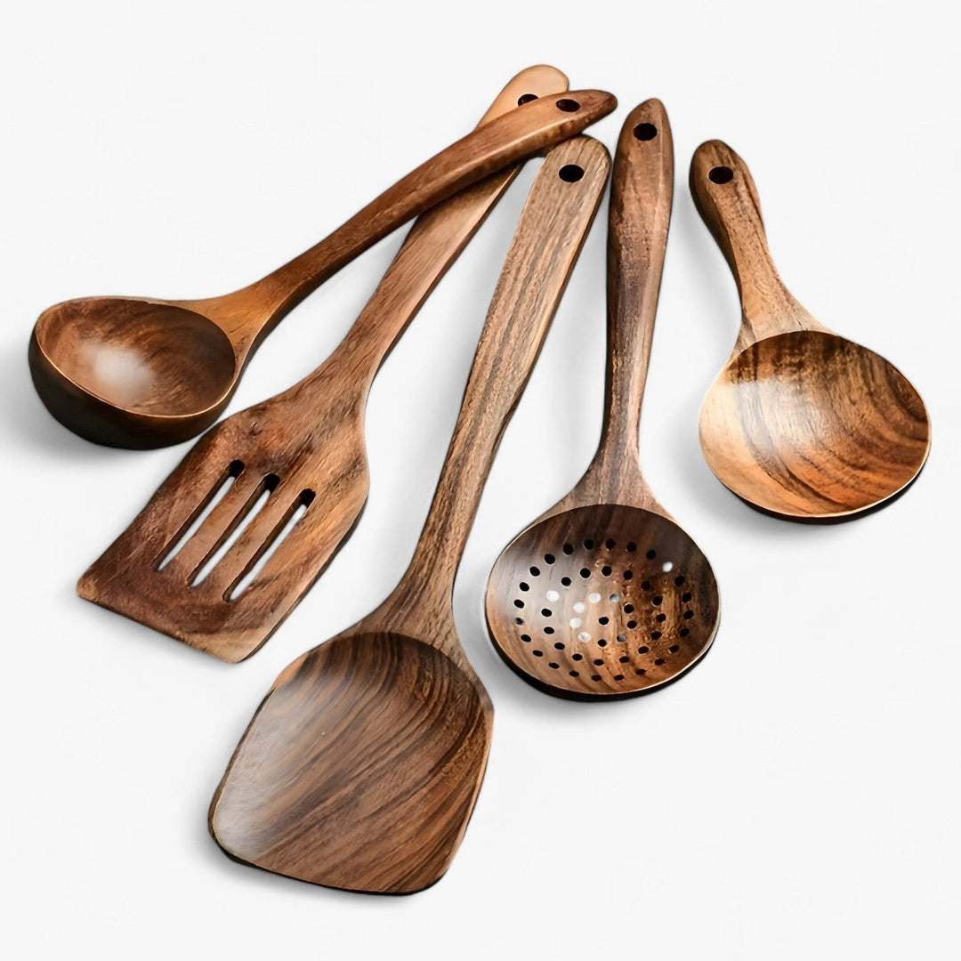 EcoWood | 11-teiliges Holzutensilien-Set – Sicher für Antihaftbeschichtungen