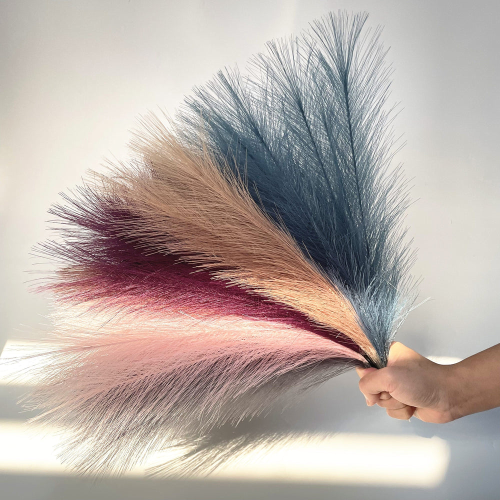 FluffNest | 20 Stück Bohemian Flauschiges Künstliches Pampasgras Bunt