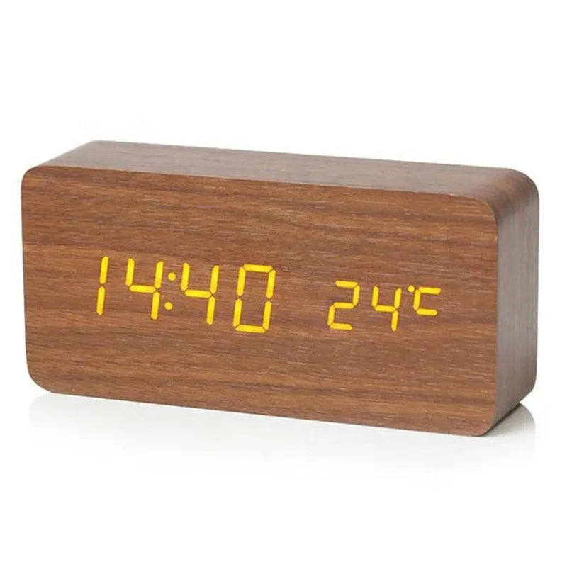 TimeWood | Digitale Holzuhr mit LED-Anzeige, Lautlos-Funktion & modernem Design