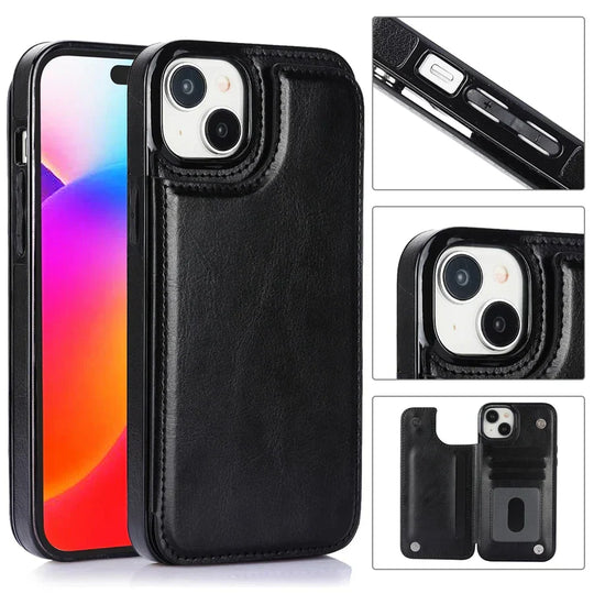 LuxCover | Leather Wallet Case - Eleganter magnetischer Schutz