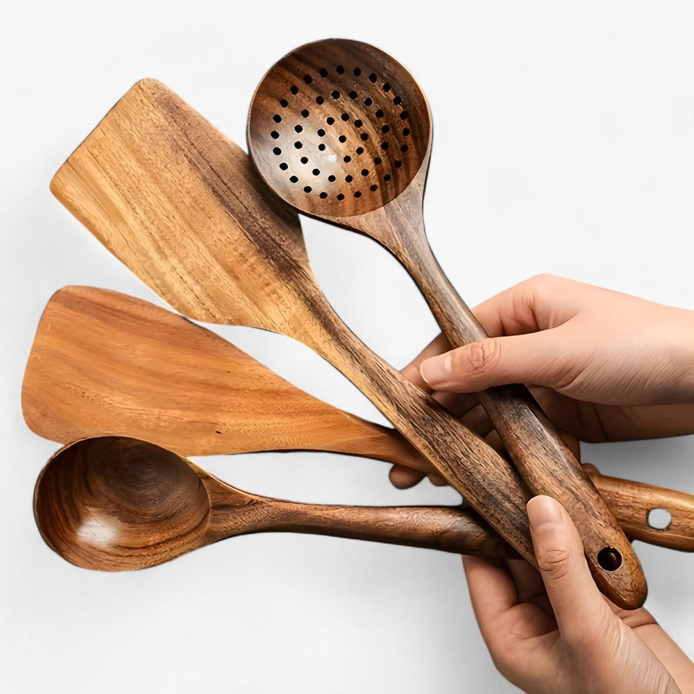 EcoWood | 11-teiliges Holzutensilien-Set – Sicher für Antihaftbeschichtungen