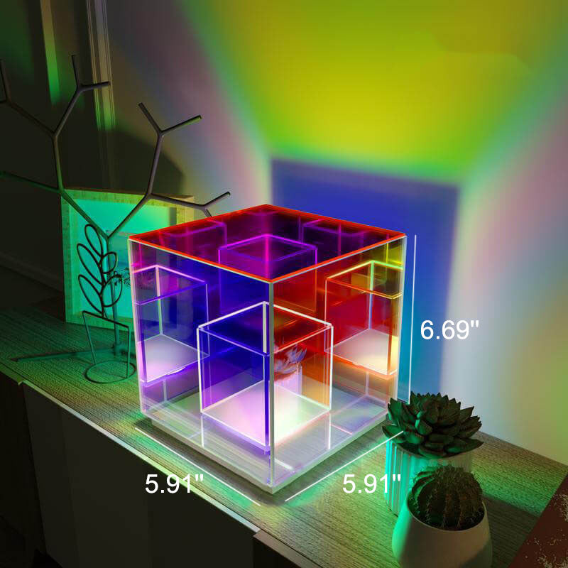 PixelGlow | Moderne Acryl RGB Linie Rubik's Cube LED Tischlampe