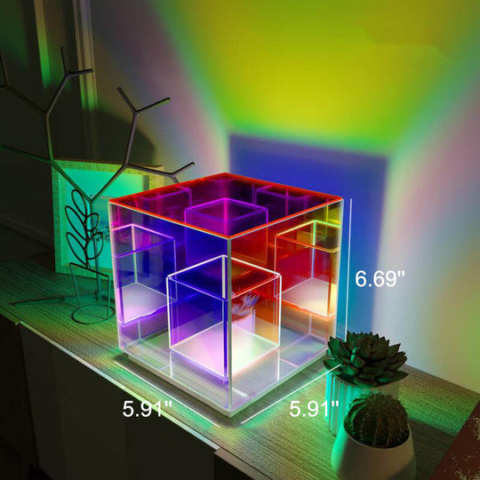 PixelGlow | Moderne Acryl RGB Linie Rubik's Cube LED Tischlampe