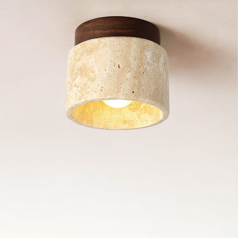 LumeTuff | Kompakte Deckenlampe mit Travertinstruktur