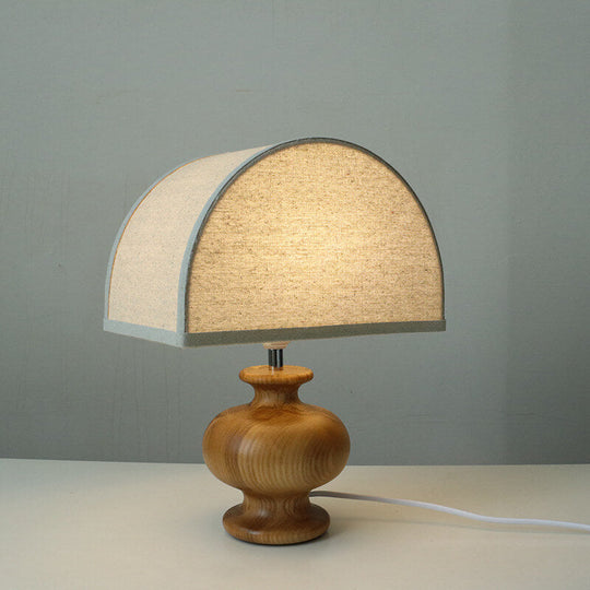 YugenLite | Japanische Wabi-Sabi Vintage Massivholz Stoff 1-Licht Tischlampe