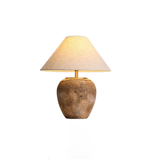 ClayGlow | Shabby Chic Keramiklampe mit Stoffschirm