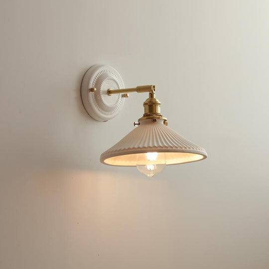 HikariBrass | Vintage Wandleuchte aus Keramik & Kupfer