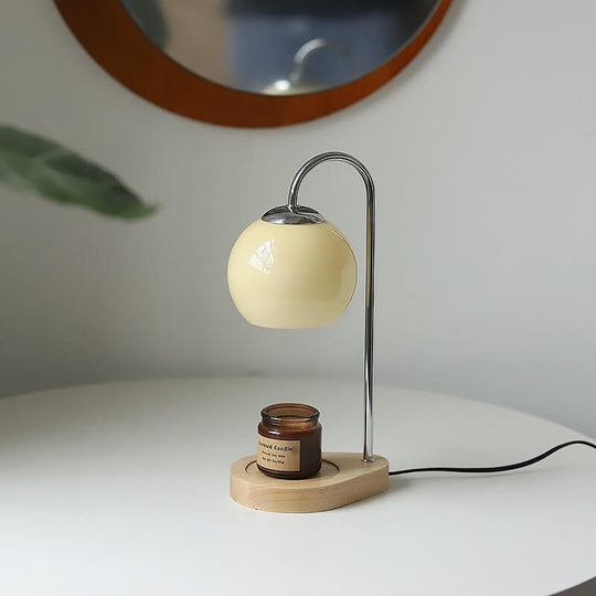 MeltSphere | Runde Tischlampe aus Holz & Glas