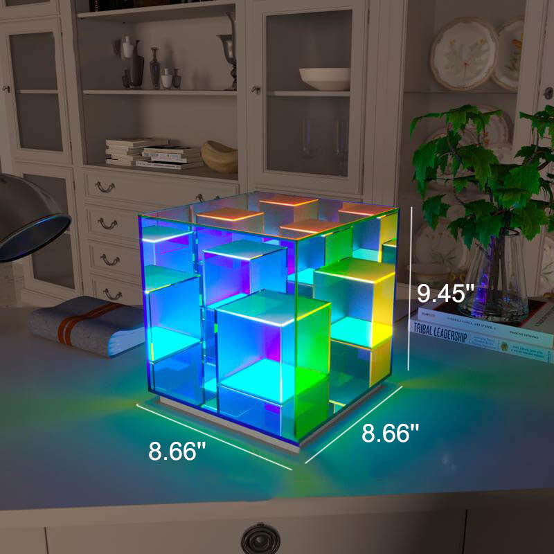 PixelGlow | Moderne Acryl RGB Linie Rubik's Cube LED Tischlampe