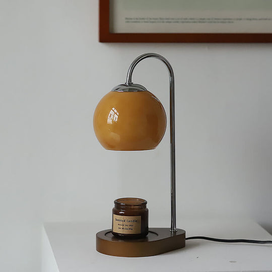 MeltSphere | Runde Tischlampe aus Holz & Glas