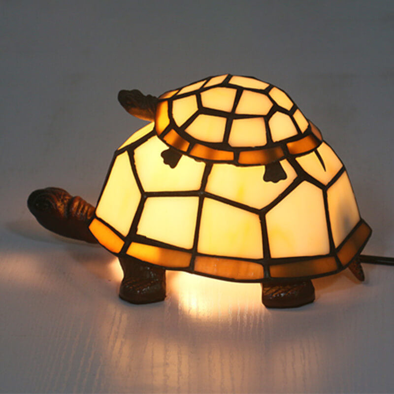 TiffaTurtle | Bunte Tiffany Nachttischlampe in Schildkrötenform