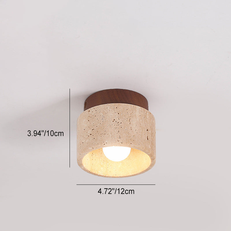 TokiStone | Natürliche Säulenlampe aus Travertin & Holz