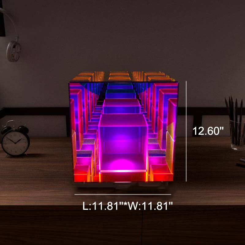 PixelGlow | Moderne Acryl RGB Linie Rubik's Cube LED Tischlampe