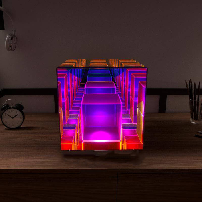 PixelGlow | Moderne Acryl RGB Linie Rubik's Cube LED Tischlampe