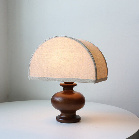 YugenLite | Japanische Wabi-Sabi Vintage Massivholz Stoff 1-Licht Tischlampe