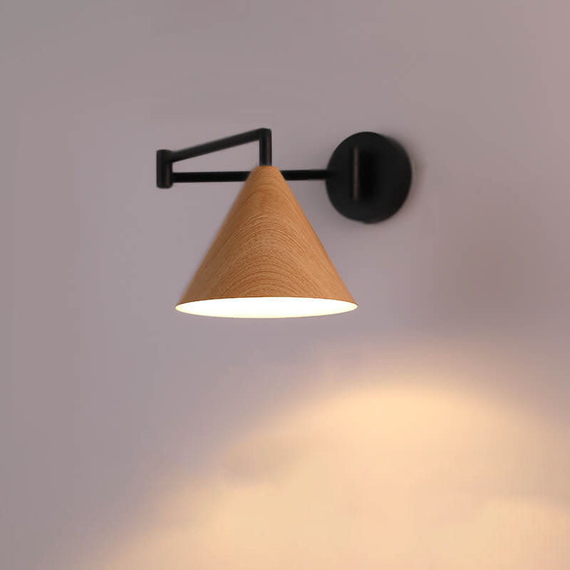 SwingCone | Moderne Wandleuchte mit Schwenkarm und Holzmaserung