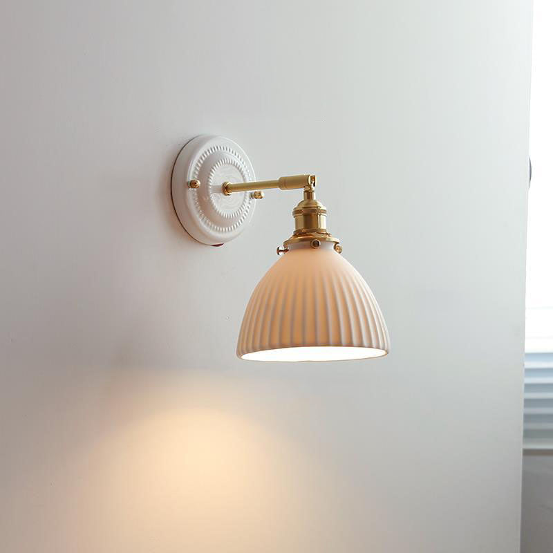 HikariBrass | Vintage Wandleuchte aus Keramik & Kupfer