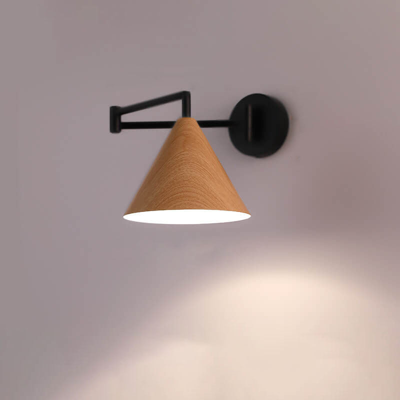 SwingCone | Moderne Wandleuchte mit Schwenkarm und Holzmaserung
