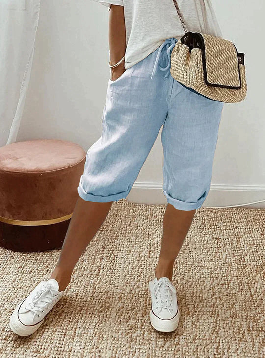 Variant image for Sofia - Weiße Stoffhose Damen, Atmungsaktive Leinenhose für Sommer Eleganz-29