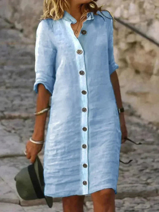 Sarah | Damen Langarm Hemdblusenkleid | Midi5