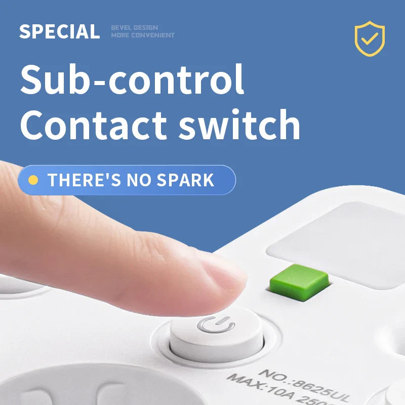 SafeCharge | Power Strip - Überlastungsschutz + USB & Schalter