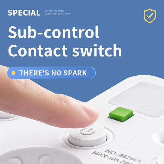 SafeCharge | Power Strip - Überlastungsschutz + USB & Schalter
