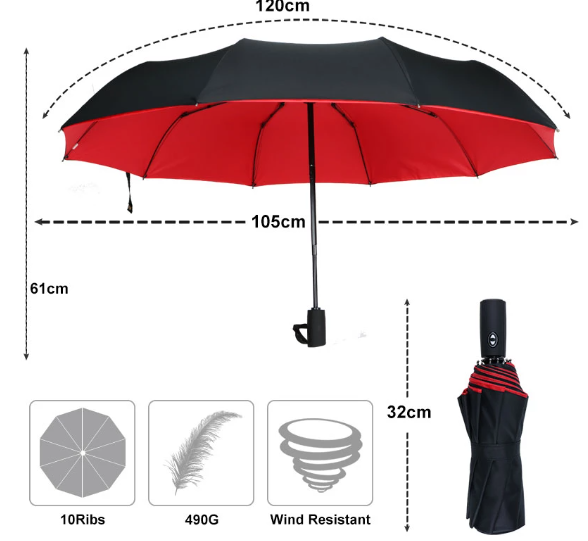 WindMate | Winddichter Regenschirm – Kompakter & Robuster Rahmen