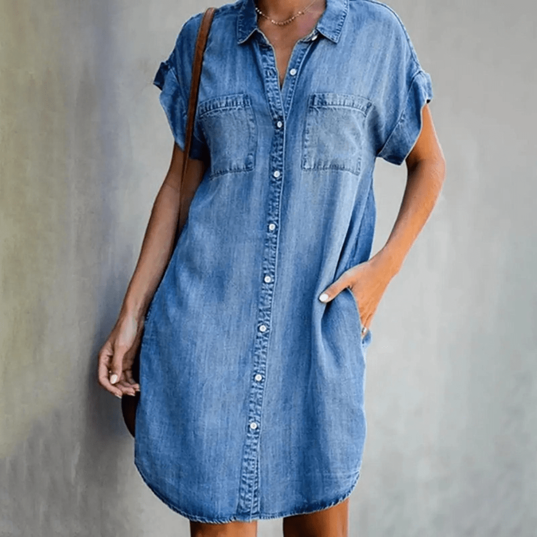 Thea | Damen Chiffon Hemdblusenkleid | Midi4