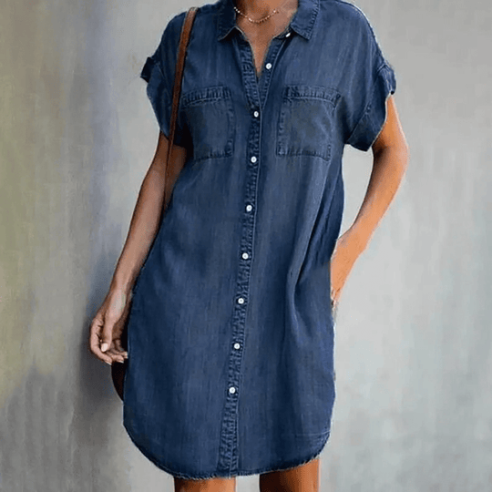 Thea | Damen Chiffon Hemdblusenkleid | Midi5