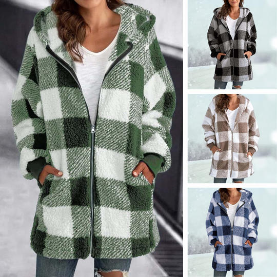 Tina | Karierte Winterjacke mit Kapuze1