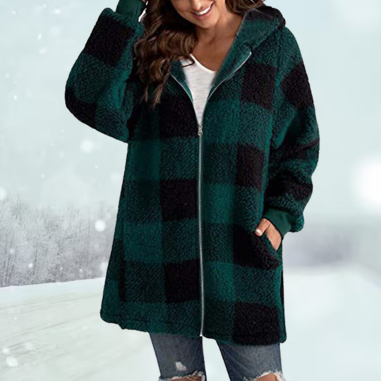 Tina | Karierte Winterjacke mit Kapuze8