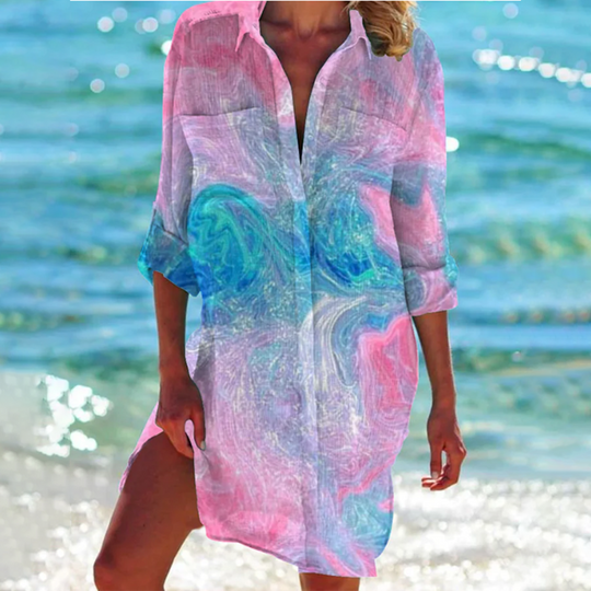Blumenmuster Damen T-Shirt - Atmungsaktives Oberteil für Sommertage-5