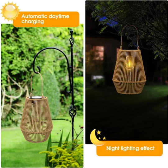 SunWeave | Handgefertigte Wasserfeste Solar-Gartenlaterne