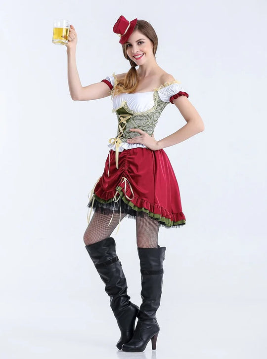 VintageChic | Elegantes Rotes Oktoberfest-Kleid6
