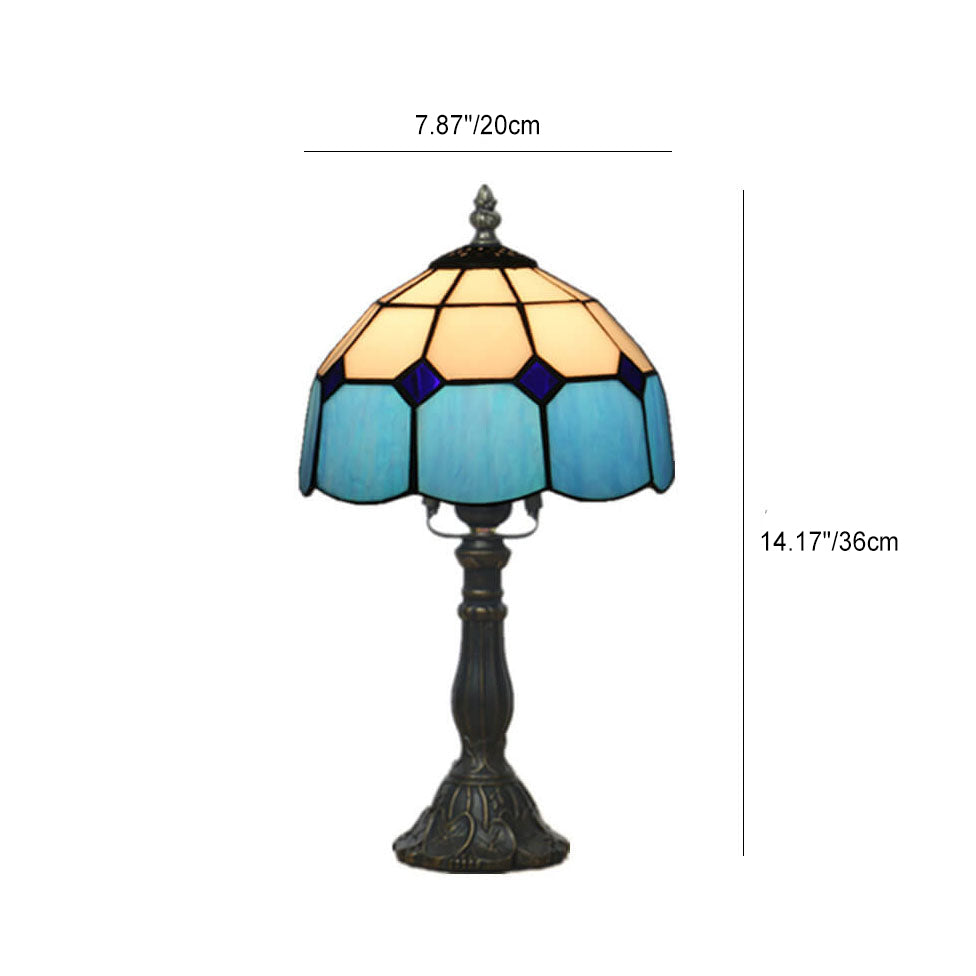 TiffaGlow | Mediterrane Tiffany-Tischlampe in Buntglas