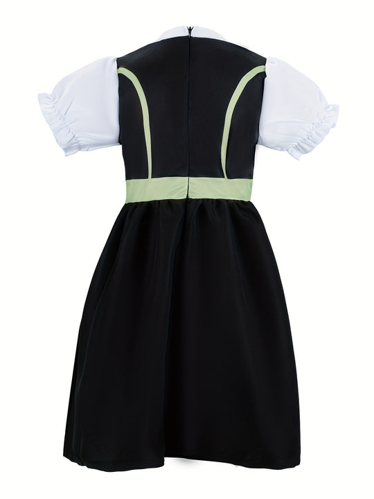 Alpenfee | Mädchen-Dirndlkleid – Bayerischer Maid-Look in Grün und Weiß