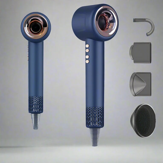 AirLume | Super-Haartrockner – 220V lüfterloser Haartrockner mit Ionen-Technologie 3,0M Blau 4 Teile Decorique.de