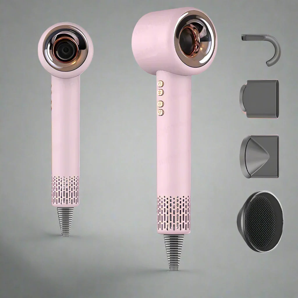 AirLume | Super-Haartrockner – 220V lüfterloser Haartrockner mit Ionen-Technologie 3,0M Rosa 4 Teile Decorique.de