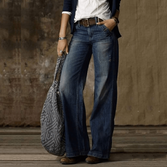 Alessia | Stilvolle Wide-Leg Jeans mit Vintage-Flair | Damen Blau Decorique.de