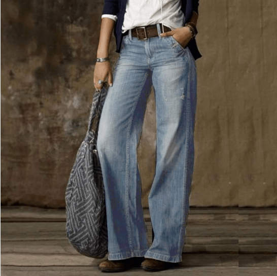 Alessia | Stilvolle Wide-Leg Jeans mit Vintage-Flair | Damen Hellblau Decorique.de