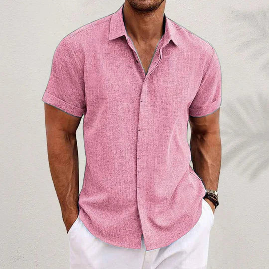 Alessio | Herren Hemd Langarm Klassischer Sommerstil Regular Fit Rosa Decorique.de