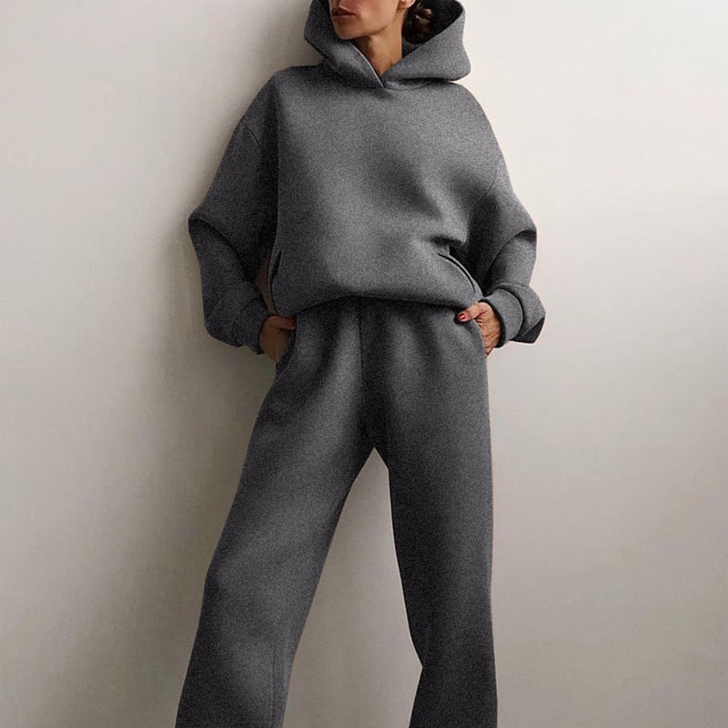 Alina | Stilvolles Oversized Jogging-Set | Damen Grau Decorique.de