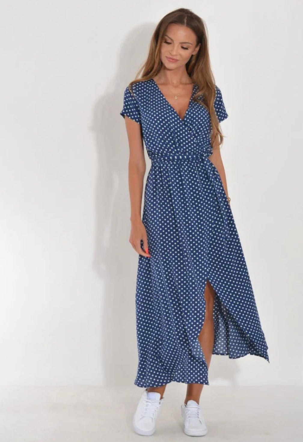 Alma | Damen Luftige Abendkleid | Maxi Blauw Decorique.de