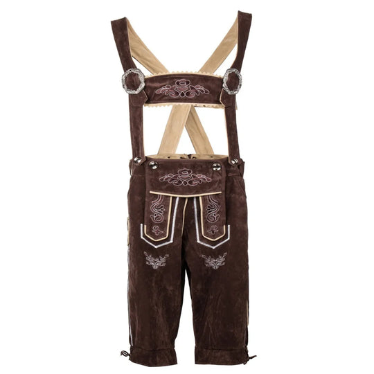 Almmeister | Herren-Lederhosen-Overall mit Hosenträgern für Oktoberfest Braun Decorique.de