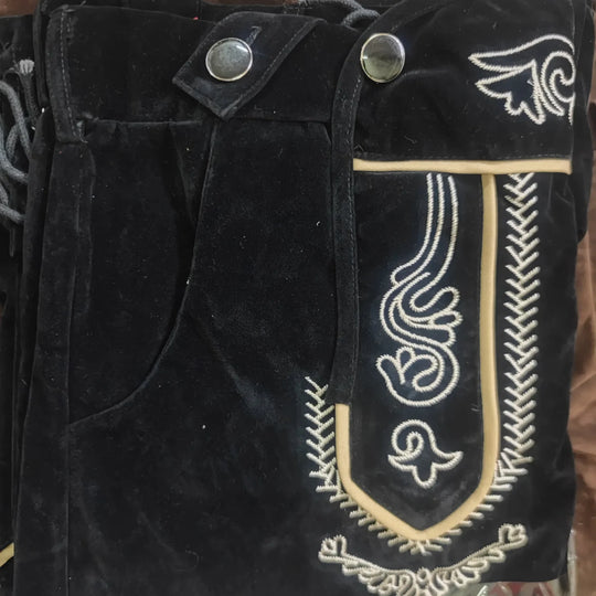 Almmeister | Herren-Lederhosen-Overall mit Hosenträgern für Oktoberfest Schwarz Decorique.de