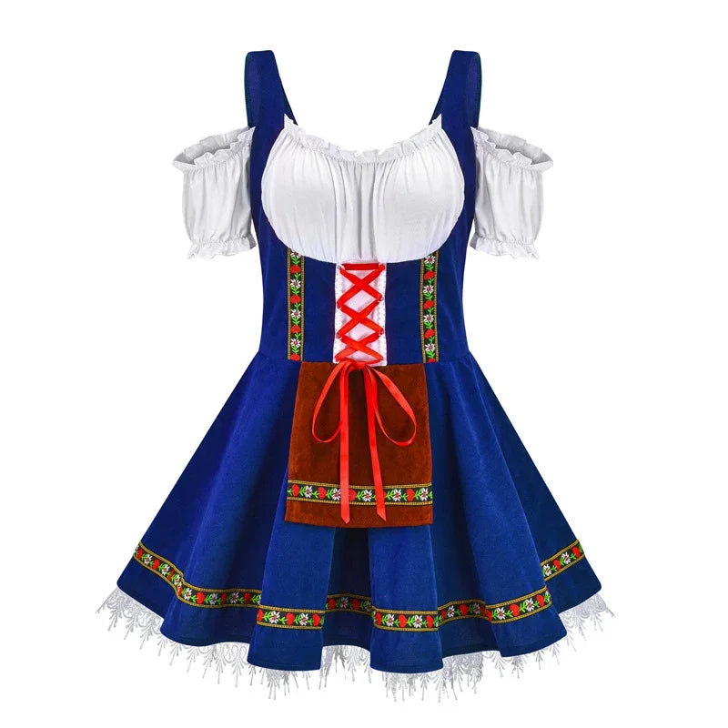Alpenkrone | Damen-Dirndlkleid im Traditionellen Oktoberfest-Look Blau Decorique.de
