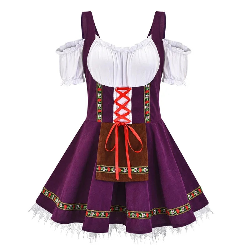 Alpenkrone | Damen-Dirndlkleid im Traditionellen Oktoberfest-Look Lila Decorique.de