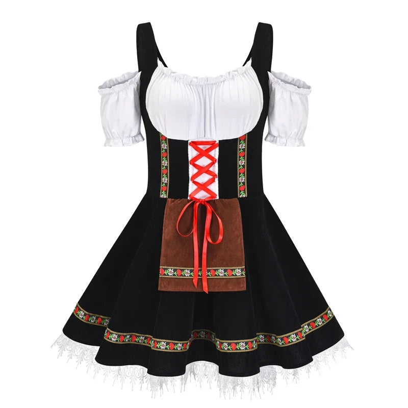 Alpenkrone | Damen-Dirndlkleid im Traditionellen Oktoberfest-Look Schwarz Decorique.de