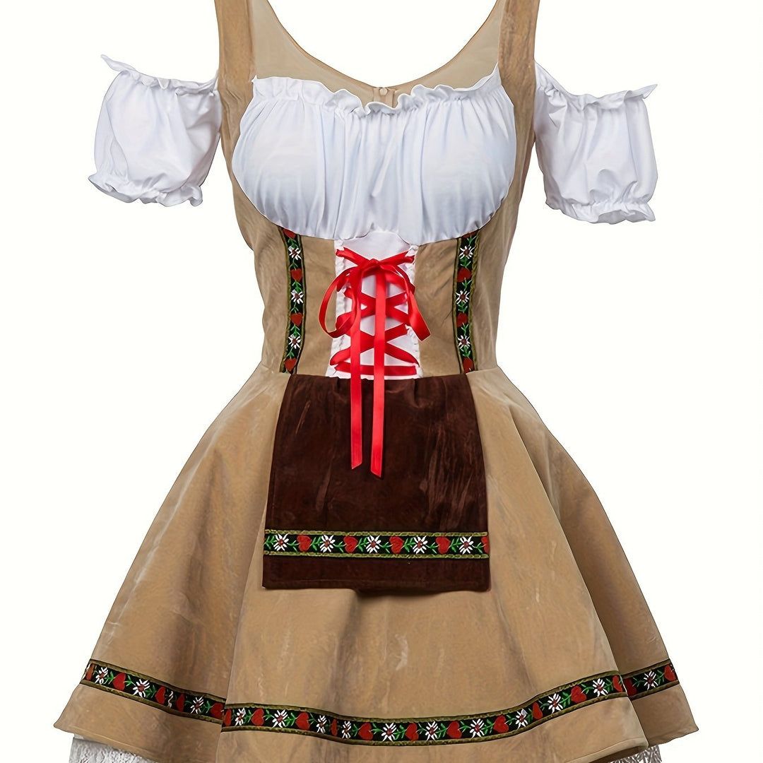 Amethystglanz | Damen-Dirndlkleid – Lila Festkleid mit Spitze und Rüschenärmeln Khaki Decorique.de